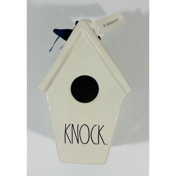 Rae Dunn KNOCK Birdhouse NEST Artisan Collection Magenta Blue Ribbon Farmhouse - Picture 10 of 10